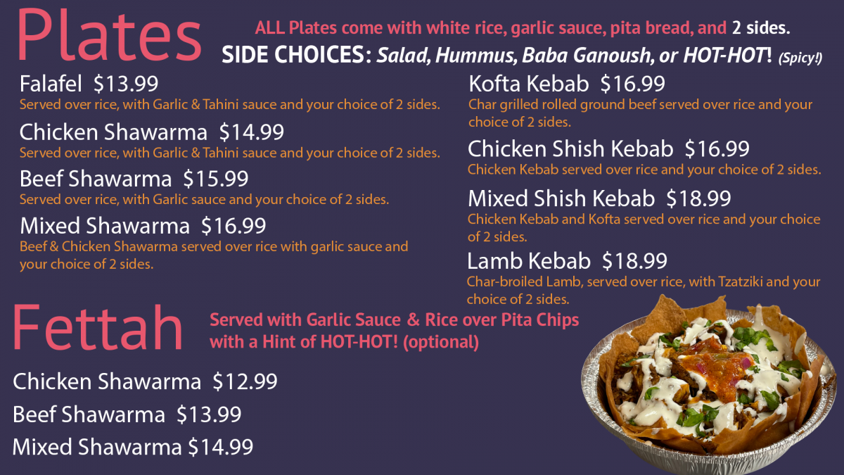 Menu Shawarma & Shakes